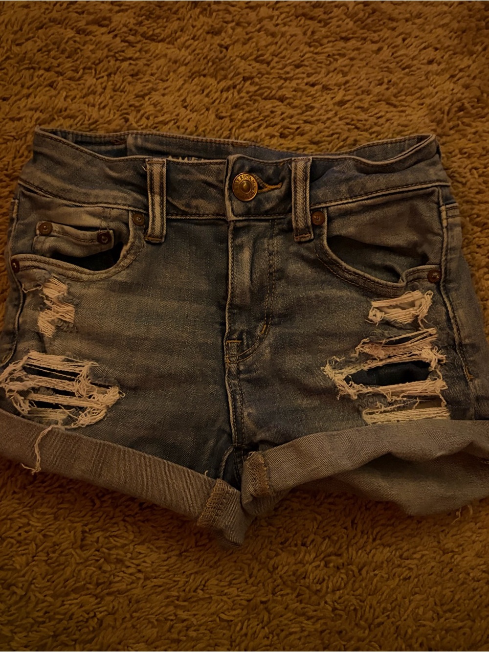 Distressed Mid Rise American Eagle Jean Shorts